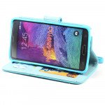 Wholesale Samsung Galaxy Note 4 Quilted Flip Leather Wallet Case w Stand and Strap (Blue)